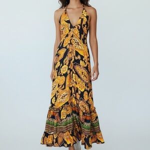 Dress Forum Los Angeles Black and Gold Sexy Maxi Dress in Size Medium